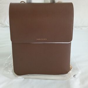 Charles & Keith Brown Structured Backpack Bag